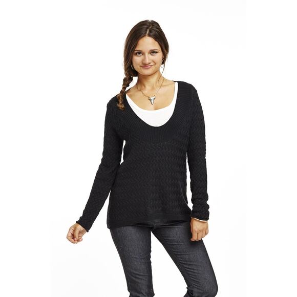 Carve Designs Miley V-Neck Sweater Black Knit Medium - Picture 1 of 6